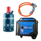 Комплект генератор інверторний газобензиновий Brevia 8,0кВт (ном 7,5кВт) з електростартером + газовий балон GZWM S.A. 12.3л