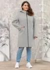 Демісезонне пальто з капюшоном Lady Prestige Л602 50 світло-сіре