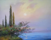 Картина олією на полотні 40х50см Морський світанок ручна робота художника Alleya-kartin