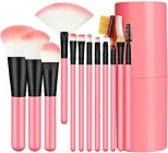 Подарунковий набір пензлів для макіяжу AVADONA в тубі 12 шт, рожевий