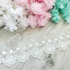 Вишитий мереживо на сітці 9 см колір білий