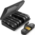 Таблетниця на 7 днів Органайзер для пігулок на 3 відділення 16х11х4 см Чорний