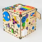 Бізікуб 30Х30Х30 см розвиваючий іграшка бізіборд комплекс бізідом натуральний деревяний натурального кольору без фарби