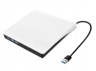 Зовнішній оптичний привод Grand-X DVD±RW портативний дисковод USB 3.0 (White)