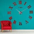 Настінний безкаркасний 3D годинник Diy Rome великий із дзеркальним ефектом самоклейний 60-130 см Червоний