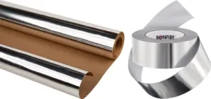 Набір Алюмінієва фольга на крафт-папері Bonfire для дому/сауни/бані ш 1.25 м/дов 25 м/31.25 м.кв (80507612) + Скотч алюмінієвий BonFire AF1825 термостійкий до 120 С (90203616)