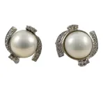 Золоті сережки з діамантами та перлами В14239