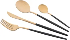 Набір столових приборів Ardesto Gemini Lecco, 4 предмета, золотисто-чорний (AR0704LB)