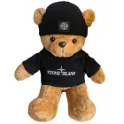 Плюшевий ведмедик у кофті та шапці Стон Айленд (Stone Island) 50 см Чорний