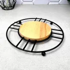 Підставка під гарячий посуд чорна 18 см (метал/дерево)