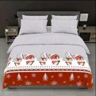 Тканина бязь GOLD для постільної білизни новорічний принт пінгвіни 120г/м2 220см 1м.п.