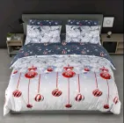 Тканина бязь GOLD для постільної білизни новорічний принт кульки 120г/м2 220см 1м.п.