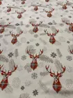 Тканина поплін для постільної білизни новорічний принт олені-2 125г/м2 240см 1м.п.
