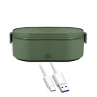Ланч-бокс Folem D1 з підігрівом від USB (Powebank) на 0.8 л. Зелений