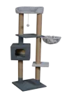 Ігровий комплекс Мур-Мяу Преміум з будинком , іграшкою та лежанками для великих котів та кішок в сизалевій мотузці Сірий МТ