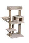 Ігровий комплекс Мур-Мяу Люкс з будинком , іграшкою та лежанками для великих котів та кішок в сизалевій мотузці Бежевий МТ