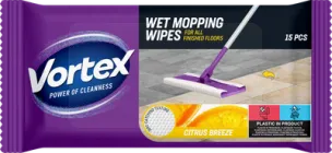 Господарчі вологі серветки Vortex Citrus Breeze для підлоги 15 шт (42400740)