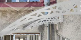 Готовий збірний навіс (дашок) над дверима Dash'Ok 3.05x1.5 м Hi-tech, білий, моноліт 4 мм, прозорий