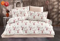 Тканина поплін для постільної білизни новорічний принт олені 125г/м2 240см 1м.п.