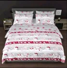 Тканина бязь GOLD для постільної білизни новорічний принт сніговики 120г/м2 220см 1м.п.