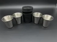 Набір стопок з нержавіючої сталі в шкіряному чохлі на блискавці 60 мл 4 шт (BU-19)