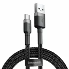 Кабель 2 м. USB to Type-C gray/black, Cafule 2A Baseus для зарядки та передачі даних (CATKLF-CG1)