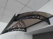 Готовий збірний навіс (дашок) над дверима Dash'Ok 1.5x1 м Hi-tech, чорний, кронштейн моноліт 4 мм, бронза