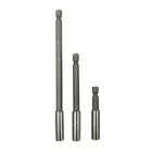 Набір тримачів біт магнітних 3шт 1/4' 75/100/150мм, шестигранні, хром (117859)