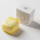 Щітка-диспенсер з дозатором для купання тварин об'ємом 80 мл жовта