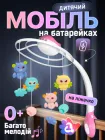 Мобіль на ліжечко з проектором музичний дитячий музична карусель для ліжечка новонароджених немовлят дитячі музичні каруселі мобілі 3 в 1 A1 рожевий