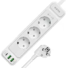 Мережевий фільтр-подовжувач RZTK Power Strip Pro 3 + 2 USB-A + USB-С (PD20W) White 2 м