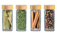 Набір баночок для спецій з бамбуковими кришками і етикетками, 120 мл 4 шт