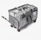 Сумка переноска для кота кішки собаки домашніх тварин двомісна сумка з віконцем і висувною ручкою на колесиках колесах котячі сумки для переноски перенесення котів кішок маленьких собак сіра (002271)