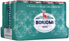 Упаковка мінеральної лікувально-столової сильногазованої води Borjomi 0.33 л х 12 банок (4860019001810)