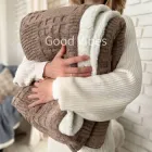 Плед двосторонній теплий з еко-овчини та приємного плюшу кавового коричневого кольору 200х220 см (HPO115)