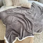 Плед двосторонній теплий з еко-овчини та приємного плюшу темно-сірого кольору 200х220 см (HPO116)