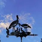 Флюгер маленький на дах Гніздо лелек з 3 пташенятами, вітряк на альтанку, криницю, паркан