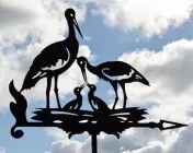 Флюгер маленький на дах Гніздо лелек з 2 пташенятами, вітряк на альтанку, криницю, паркан