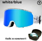 Окуляри гірськолижні Sposune білі, синя лінза, antifog, HX-022-wh