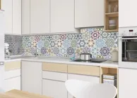 Кухонний фартух Орнамент 03 (вінілова наклейка на стінну панель плівка сіра абстракція геометрія скіналі) 650*2500 мм