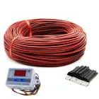 комплект із нагрівального карбонового кабелю 33 ом/м 12К (20метрів) з терморегулятором XH-W3001