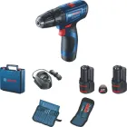 Акумуляторний ударний дриль-шурупокрут Bosch Professional GSB 120-LI + 2 акум. 12V 2.0 Аг + зарядний пристрій+ Набір біт (10 шт. + магнітний тримач) + Набір свердел (12 шт.) (06019G8102)