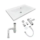 Набір Раковина накладна, штучний камінь ADAMANT Quanto 70 із сифоном Click-Clack + змішувач для раковини