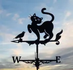 Флюгер на дах маленький Кіт із пташкою, вітряк на альтанку, криницю, паркан