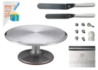 Кондитерський набір для декорування тортів "Майстер Кондитер" / Алюмінієвий Столик, Лопатки, Шпатель, Насадки