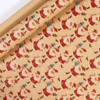 Новорічний Папір Пакувальний Танцюючий Санта З Подарунками 100x70см Різдво