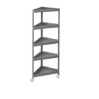 Стелаж-полиця кутова пересувна на колесах на 5 ярусів, етажерка універсальна побутова колір білий (W202-5OYHE)