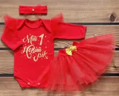 Теплий святковий комплект для дівчинки зі спідничкою зріст 68 - 74 см (6 - 9 місяців) BST Червоний