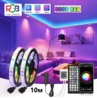 Світлодіодна LED стрічка RGB 10 метрів, SMD 3535, 24 В, Bluetooth, пульт і блок живлення (SD110BB)