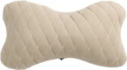 Автомобільна подушка EVAtech з алькантари на підголовник малий ромб 27 х 16 см Бежева з бежевою ниткою (SPALMRII)